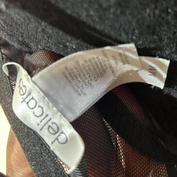 Delicates Black Cream Lace Babydoll Cottagecore Fairy Satin Bow Lingerie Dress - Picture 6 of 6